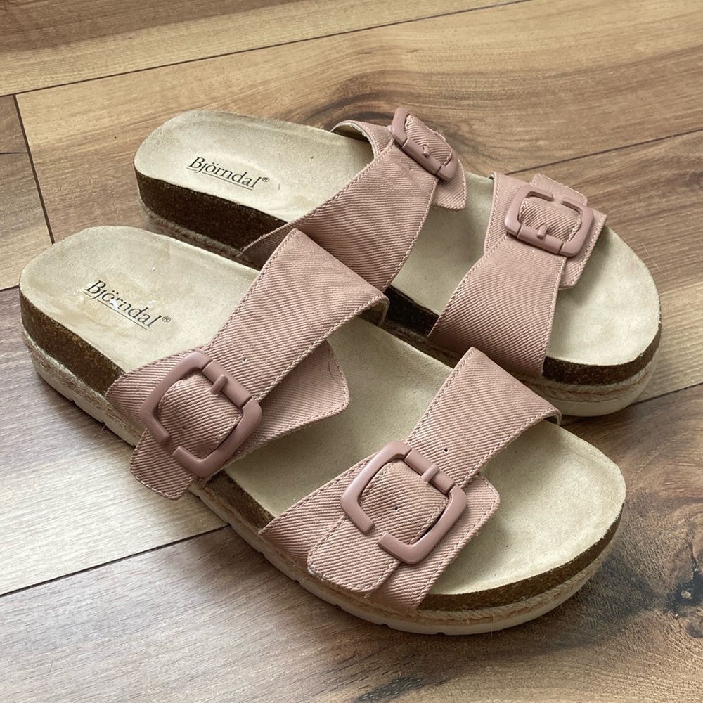 Bjorndal Nude Pink Canvas Slide Sandals
